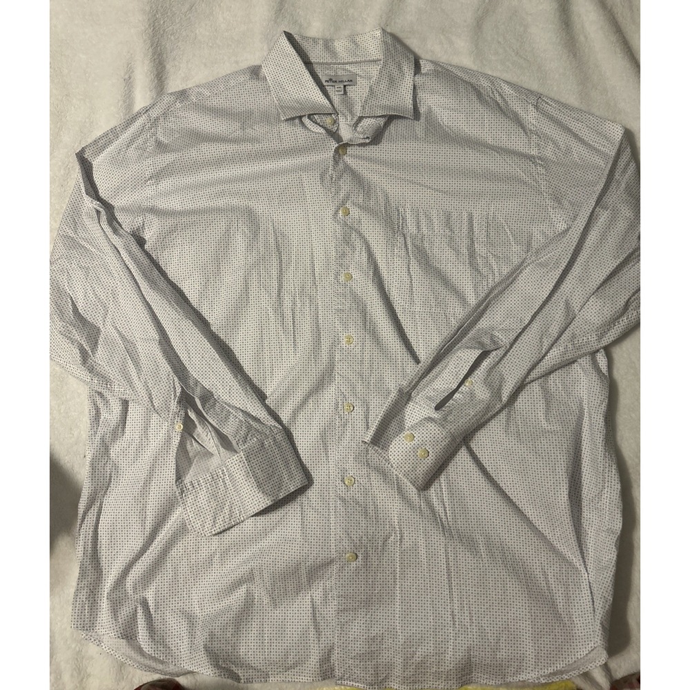Peter Millar‎ Mens Long Sleeve Button Down 100% Cotton Dress Up Shirt Size 2XL